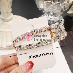 Clema pentru par metalica AGF010 - Auriu cu strasuri si perla